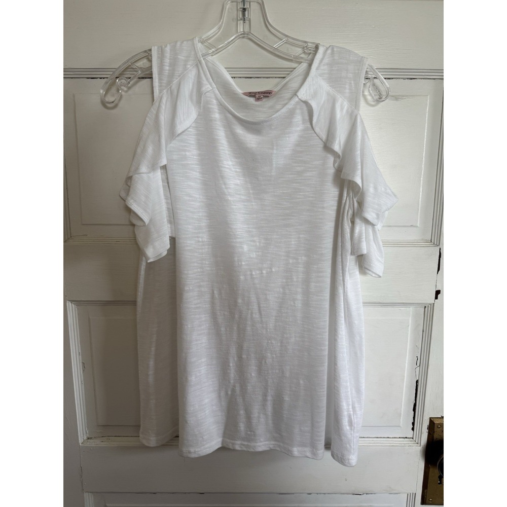 VTG Y2K Juicy Couture Cold Shoulder White Top Sz M‎